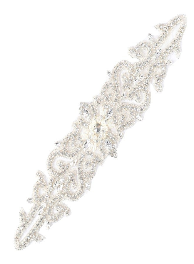 Pardecor Wedding Dress Sash Wedding Belt Rhinestone Belt Bridal Trim Rhinestone Applique Dress Belt Crystal Sash Accessories (204 Silver) - Image 1